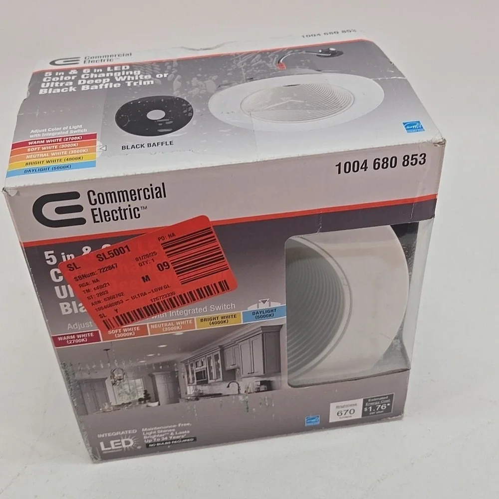 Commercial Electiric 5/6 inch LED‎ Ultra Deep Color Changing Baffle Trim